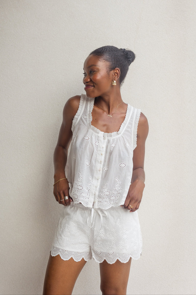 Eyelet Babydoll Tank White – Ophelia Swimwear
