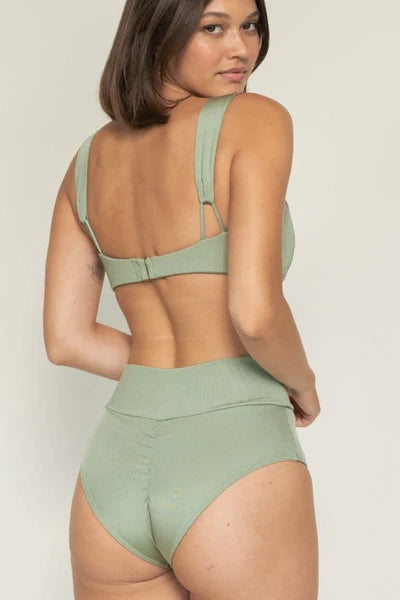 Sage Green Bikini - High-Waisted Bikini Bottom - Swim Bottoms - Lulus