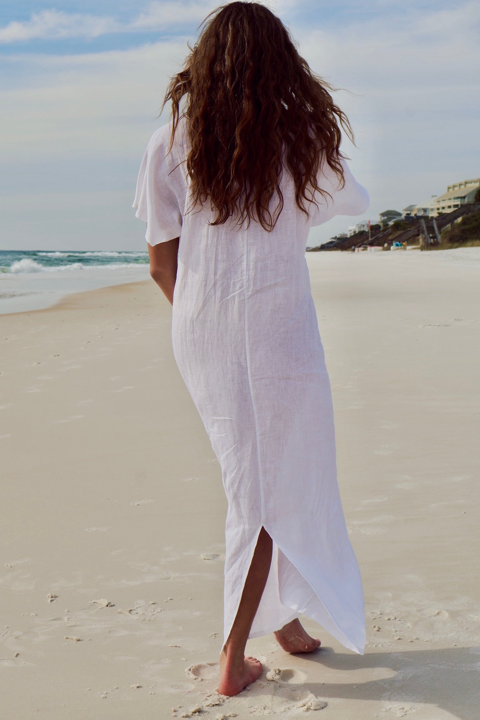 Knot Linen Dress Long Blue S / Blue Knot Linen Dress Long Blue S / Blue
